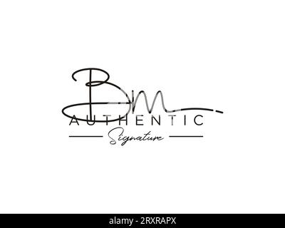 Modèle de logo de signature BM Vector. Illustration de Vecteur