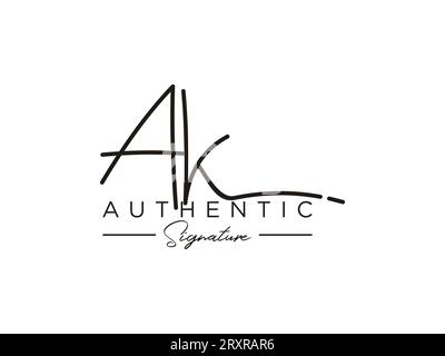 Modèle de logo de signature AK Vector. Illustration de Vecteur