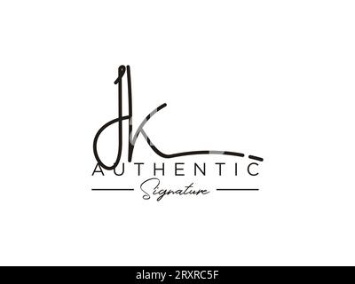 Vecteur de modèle de logo de signature JK. Illustration de Vecteur