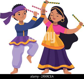 personnages de danseurs navratri Illustration de Vecteur