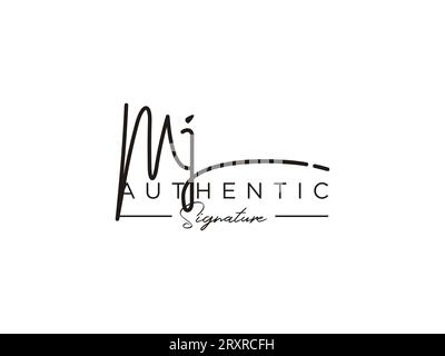Modèle de logo signé MJ Vector. Illustration de Vecteur
