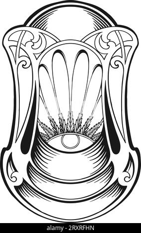 Élégant Art Nouveau fleurit des illustrations vectorielles monochromes pour votre logo de travail, t-shirt de marchandises, autocollants et dessins d'étiquettes, affiche, salutation c Illustration de Vecteur