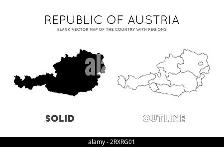 Carte de l'Autriche. Carte vectorielle vierge du pays avec les régions. Frontières de l'Autriche pour votre infographie. Illustration vectorielle. Illustration de Vecteur