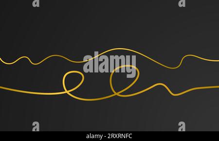 Minimalistes lignes élégantes art ondulé sur des couleurs dorées. Modèle de conception d'illustration vectorielle Illustration de Vecteur