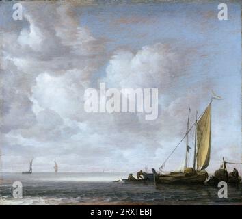 Simon de Vlieger ca. 1600/1601–1653 Weesp) - Mer calme Simon de Vlieger ca. 1600/1601–1653 Weesp) : Néerlandais, Rotterdam (? Après 1640 ; huile sur bois; Banque D'Images