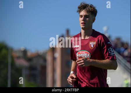 Marco Dalla Vecchia, du Torino FC U19, est présent lors du match de football Primavera 1 entre le Torino FC U19 et L'AS Roma U19. Banque D'Images