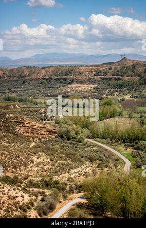 Vue du paysage désertique au barrage Francisco Abellan, Grenade, Andalousie, Espagne, Europe Banque D'Images