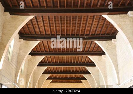 Espagne. Barcelone. Monastère royal de Pedralbes. Vue sur le dortoir. Gothique. Banque D'Images