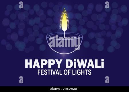 Joyeux festival Diwali de lumières carte de voeux. Illustration vectorielle. Illustration de Vecteur