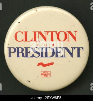 Bouton Pinback pour la campagne présidentielle Clinton 1992-1996 Banque D'Images