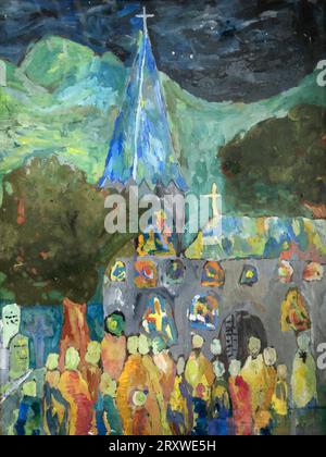 Peinture d'enfance par Homer Sykes peint à la Downs School, Colwall, Hereford, âgé de 11 ans 1960. Maître d'art James Lynch. ANNÉES 1960 ROYAUME-UNI HOMER SYKES Banque D'Images