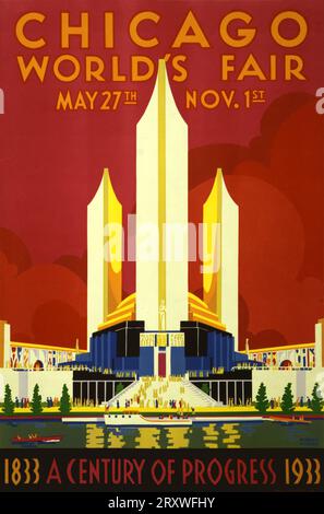 Chicago World's Fair, a Century of Progress, affiche de l'expo, 1933 Banque D'Images