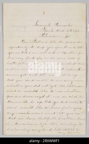 Lettre écrite par le soldat de l'occupation de l'Union John Stagenwalt le 19 mars 1869 Banque D'Images