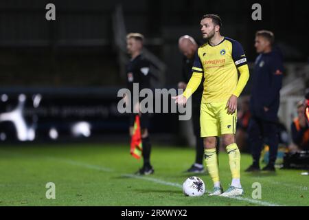 Jamey Osborne de Solihull Moors lors du match de la Ligue nationale de Vanarama entre Hartlepool United et Solihull Moors à Victoria Park, Hartlepool le mardi 26 septembre 2023. (Photo : Mark Fletcher | MI News) Banque D'Images