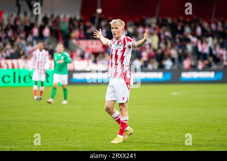 Aalborg, Danemark. 26 septembre 2023. Melker Widell (8) d'Aalborg BK vu lors du match Oddset Pokalen entre Aalborg BK et FC Fredericia à Aalborg Portland Park à Aalborg. (Crédit photo : Gonzales photo - Balazs Popal). Banque D'Images