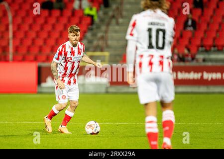 Aalborg, Danemark. 26 septembre 2023. Diego Caballo (15) d'Aalborg BK vu lors du match Oddset Pokalen entre Aalborg BK et FC Fredericia à Aalborg Portland Park à Aalborg. (Crédit photo : Gonzales photo - Balazs Popal). Banque D'Images