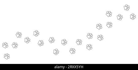 Trace des empreintes de pattes d'un chat, tigre, lion, jaguar, panthère, léopard, barres de neige, couguar, guépard, félins. Tracé diagonal de silhouette. Vecteur. les textiles d'animalerie impriment des vêtements en toile Illustration de Vecteur