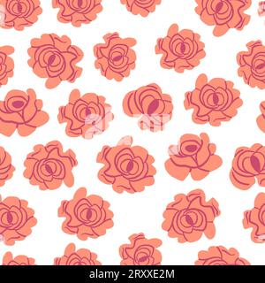 Motif vectoriel mignon avec des roses sur fond blanc. Motif fleurs simples de printemps. Illustration vectorielle Illustration de Vecteur