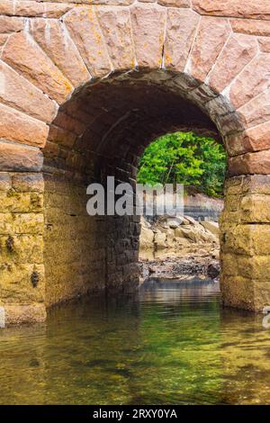 Pont voûté dans le parc national Acadia. Photo prise en été par un jour nuageux alors que la marée était basse. Banque D'Images