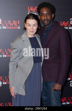 Olivia Williams et Rhashan Stone assistent à la soirée de gala du nouveau spectacle de magie Unbelible de Derren Brown au Criterion Theatre, à Piccadilly, Londres. Date de la photo : mercredi 27 septembre 2023. Banque D'Images