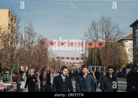 Pristina, Kosovo. Novembre 2017. La capitale du Kosovo se prépare à célébrer le dixième anniversaire de son indépendance Banque D'Images