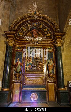 Autel latéral au 16e siècle San Bizente Eliza ou San Vicente le Martyr Iglesia église, San Sebastian, Donostia, pays Basque, Espagne Banque D'Images