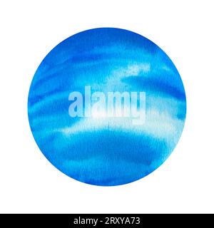 Neptune. Planètes de notre système solaire isolées sur fond transparent. Aquarelle Illustration sur fond de l'espace extérieur avec des étoiles Banque D'Images