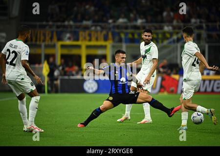 En action lors du match de football italien de Serie A FC Internazionale vs Sassuolo au stade San Siro de Milan, Italie, le 27 septembre 2023 Banque D'Images