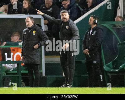 Quart de finale de la coupe de la Ligue écossaise - Hibernian FC v St Mirren FC 27/09/2023 l'entraîneur de St Mirren, Stephen Robinson, comme Hibernian affronte St Mirren dans le quart de finale de la coupe de la Ligue écossaise au Easter Road Stadium, Édimbourg, Royaume-Uni crédit : Ian Jacobs Banque D'Images