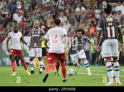 Rio de Janeiro, Brésil, 27 septembre 2023. Marcelo de Fluminense, lors du match entre Fluminense et Internacional pour la 1e étape des demi-finales de la Copa Conmebol Libertadores 2023, au stade Maracana, à Rio de Janeiro, Brésil, le 27 septembre. Photo : Marcello Dias/DiaEsportivo/Alamy Live News Banque D'Images