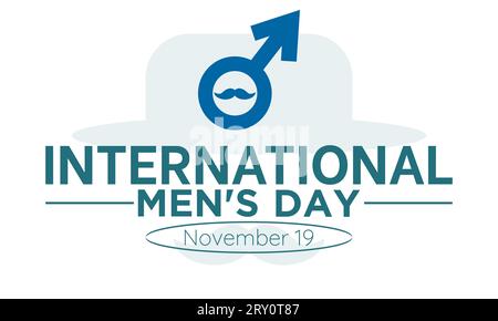 Concept de la Journée internationale des hommes avec bien-être et style de vie observé le 19 novembre. Modèle vectoriel pour arrière-plan, bannière, carte, conception d'affiche. Illustration de Vecteur