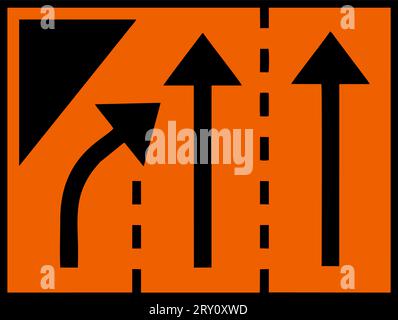 Panneau temporaire, extrémités de voie les plus à gauche , panneaux donnant des informations, réglementation spéciale, panneaux routiers en Suède Illustration de Vecteur
