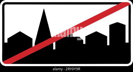 Fin de la zone bâtie, signalisation réglementaire spéciale, signalisation routière en Suède Illustration de Vecteur