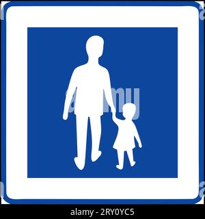 Zone piétonne, signalisation spéciale, signalisation routière en Suède Illustration de Vecteur