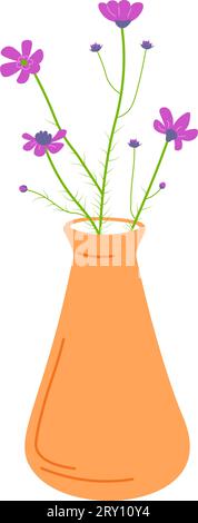 Fleurs sauvages dans le vase, fleurs fleuries décoration Illustration de Vecteur