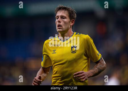 Broendby, Danemark. 27 septembre 2023. Nicolai Vallys (7) de Broendby IF vu lors du match Oddset Pokalen entre HIK et Broendby IF au stade Brondby. (Crédit photo : Gonzales photo - Teis Markfoged). Crédit : Gonzales photo/Alamy Live News Banque D'Images