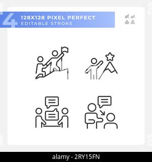 Jeu d'icônes linéaires de compétences douces pixel Perfect modifiables Illustration de Vecteur