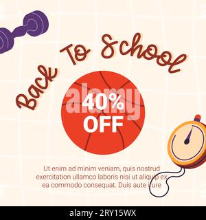 Retour à l'école, réduction sur le prix, quarante pour cent Illustration de Vecteur