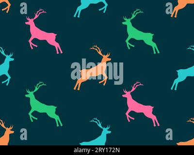 Motif sans couture de cerf multicolore. Fond de Noël avec des cerfs. Conception de Noël pour cartes de voeux, papier d'emballage, bannières et matériel promotionnel. Illustration de Vecteur