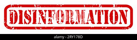 Timbre grunge rouge avec texte DE DÉSINFORMATION pour canulars, fausses nouvelles et autres Banque D'Images