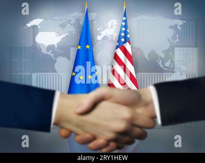 UE, USA relation commerciale. Relations économiques de l'Union européenne et de l'Amérique Banque D'Images