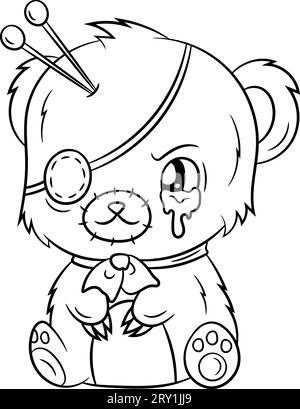 Page de coloriage panda goth pastel pour enfant Banque D'Images