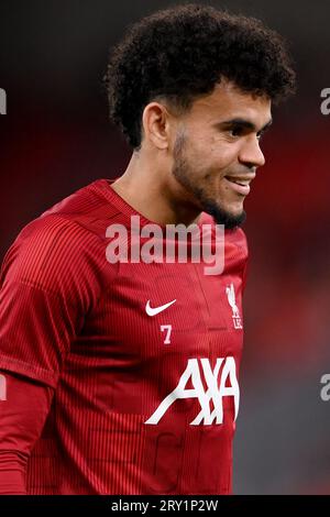 Liverpool, Angleterre, 27 septembre 2023. Luis Diaz de Liverpool lors du match de la coupe Carabao à Anfield, Liverpool. Le crédit photo devrait se lire : Gary Oakley / Sportimage Banque D'Images