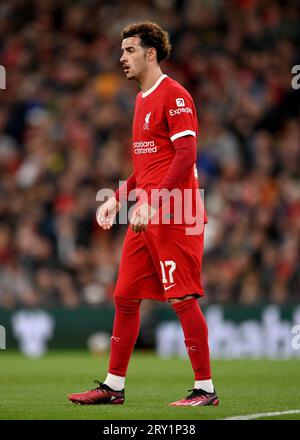 Liverpool, Angleterre, 27 septembre 2023. Curtis Jones de Liverpool lors du match de la coupe Carabao à Anfield, Liverpool. Le crédit photo devrait se lire : Gary Oakley / Sportimage Banque D'Images