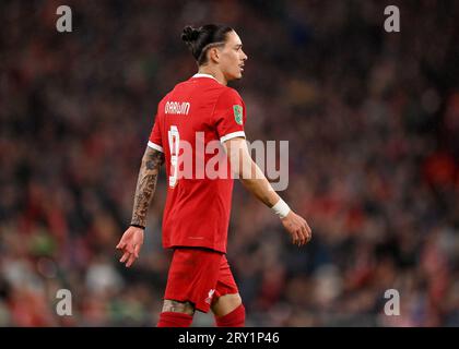 Liverpool, Angleterre, 27 septembre 2023. Darwin Nunez de Liverpool lors du match de la Carabao Cup à Anfield, Liverpool. Le crédit photo devrait se lire : Gary Oakley / Sportimage Banque D'Images