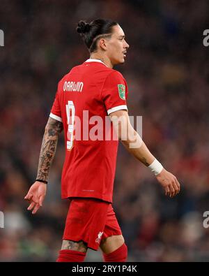 Liverpool, Angleterre, 27 septembre 2023. Darwin Nunez de Liverpool lors du match de la Carabao Cup à Anfield, Liverpool. Le crédit photo devrait se lire : Gary Oakley / Sportimage Banque D'Images