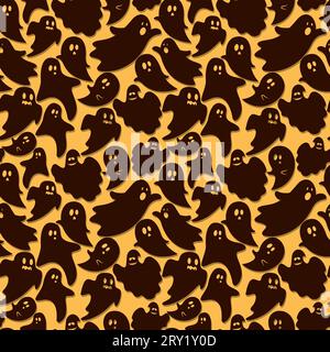 Mignon motif halloween avec doodle fantôme Illustration de Vecteur