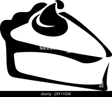 Tarte à la citrouille. Silhouette noire d'une tranche de tarte à la citrouille isolée sur un fond blanc. Illustration vectorielle Illustration de Vecteur