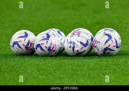 Milan, Italie. 27 septembre 2023. Les balles de match de Puma sont prêtes pour le match de Serie A entre Inter et Sassuolo à Giuseppe Meazza à Milan. (Crédit photo : Gonzales photo - Tommaso Fimiano). Banque D'Images