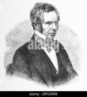 Portrait de l'hon. Peter John Locke King (25 janvier 1811 - 12 novembre 1885) est un homme politique anglais. Illustration en noir et blanc Banque D'Images
